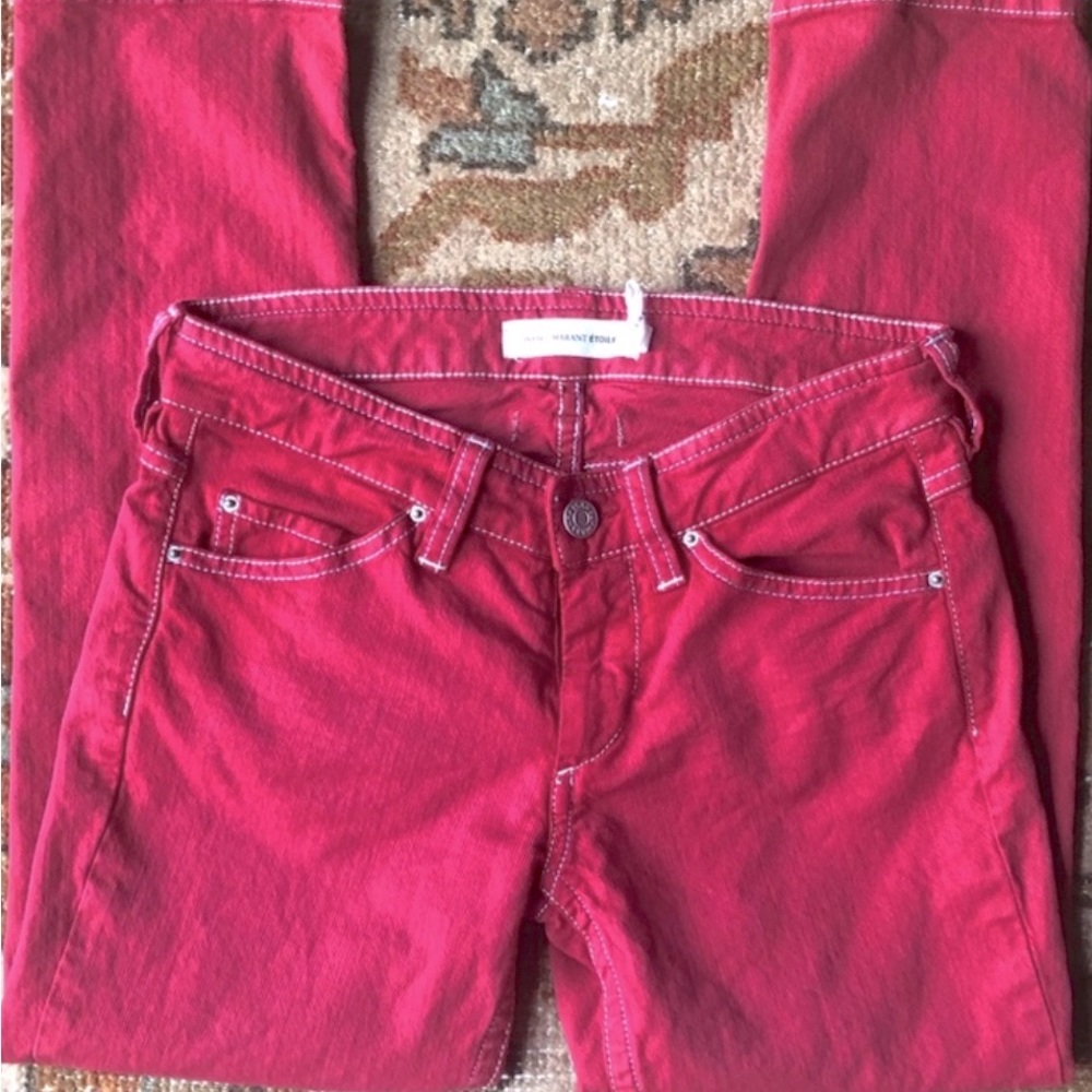 Isabel Marant Etoile 5 Pocket Lowrise Skinny Jean In Red Size EU36 US2
